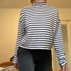 Striped long sleeve turtleneck